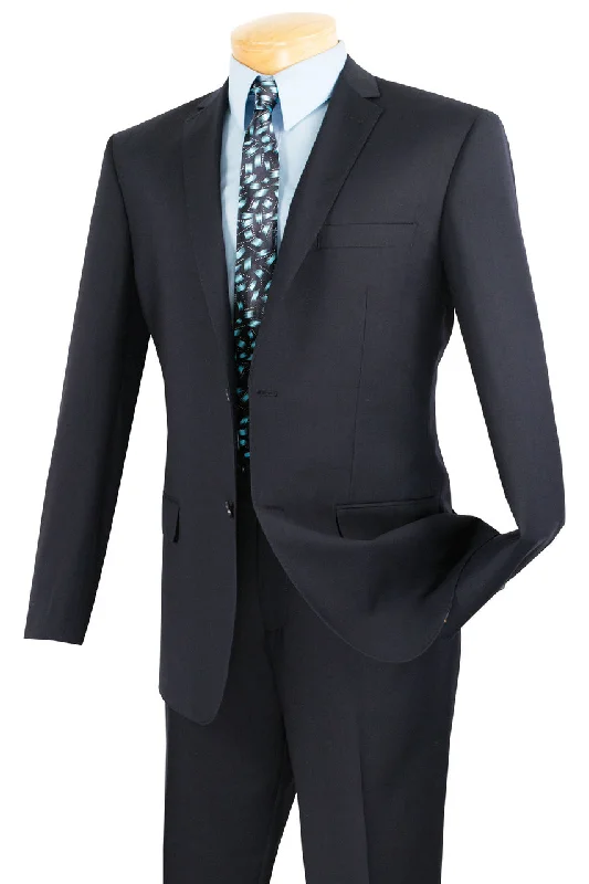 Men's designer tuxedo with satin collar -Vinci "Lucca" Navy Slim Fit Suit