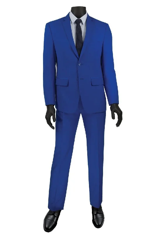 Men's grey wool tuxedo for business event -Vinci "Marco" French Blue Ultra Slim Fit Suit With Trimmed Lapel