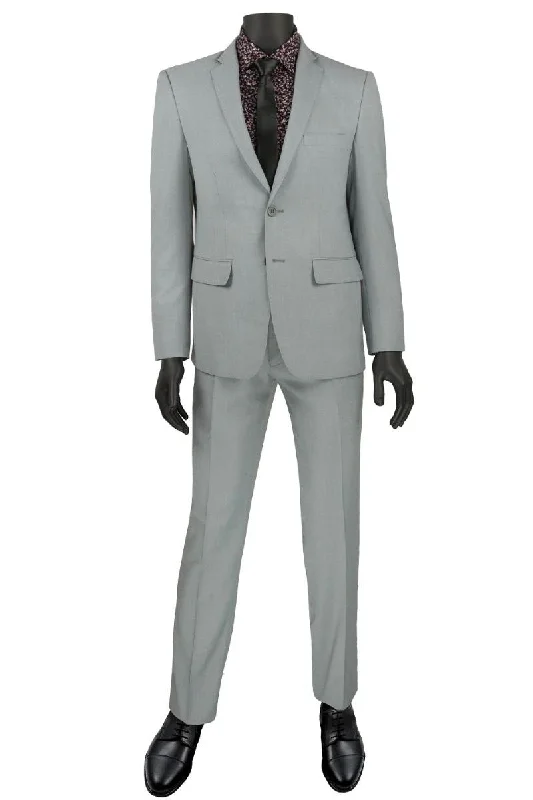 Best tuxedo jacket for men's office event -Vinci "Marco" Light Grey Ultra Slim Fit Suit With Trimmed Lapel