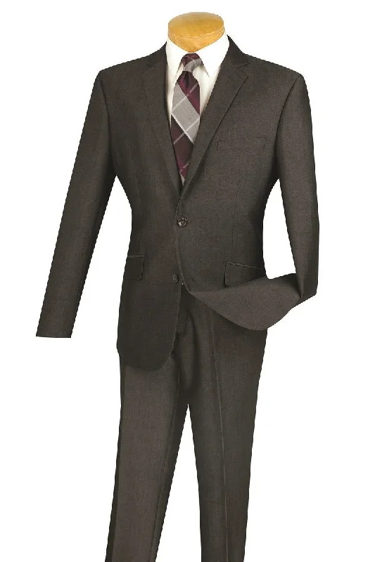 Men's designer tuxedo with satin lapel -Vinci "Angelo" Smoke Slim Fit Suit