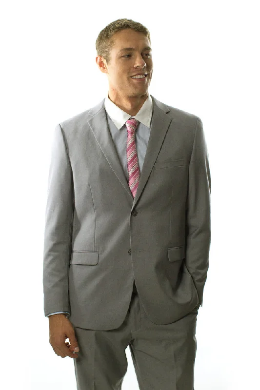 Men's slim fit business tuxedo rental for event -West End Solid Light Grey Suit