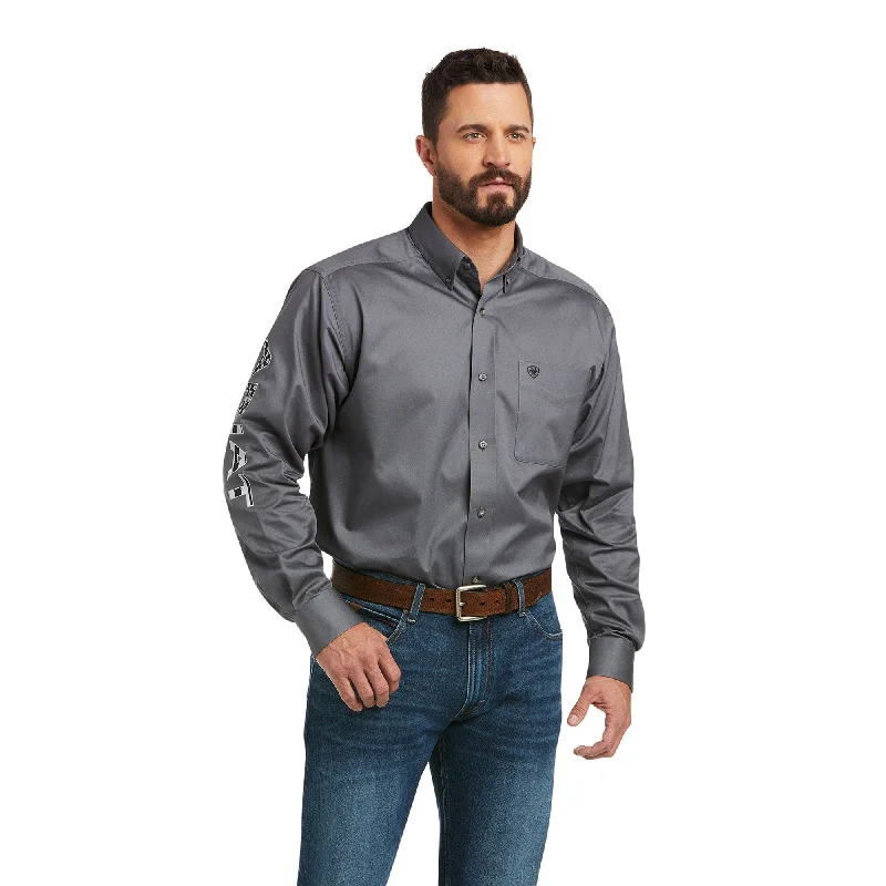 Men’s breathable casual plaid shirt -Men's Ariat Team Logo Classic Fit Button Down Shirt #10037479