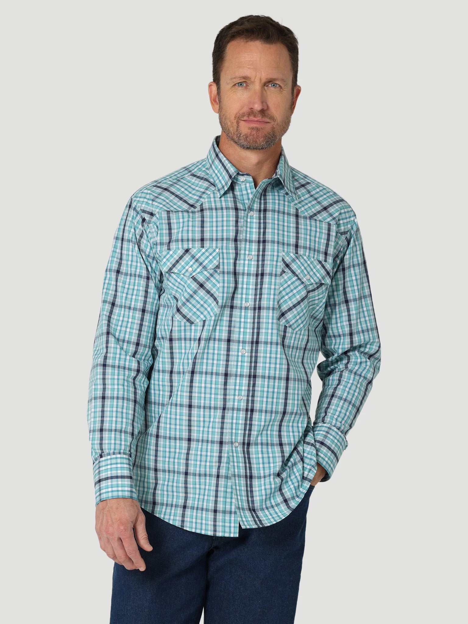 Men’s business dress shirt for meetings -Men's Wrangler Snap Front Shirt #112314602