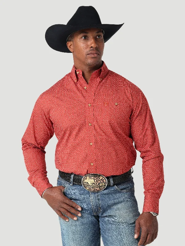 Men’s trendy business plaid button-up shirt -Men's Wrangler George Strait Button Down Shirt #112317176X