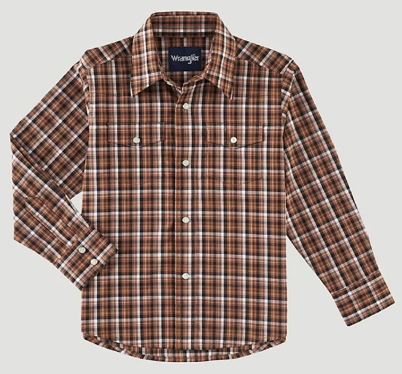 Men’s elegant cotton plaid shirt -Boy's Wrangler Wrinkle Resist Snap Front Shirt #112318677