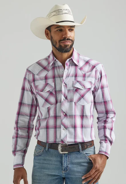 Men’s comfortable plaid shirt for meetings -Men's Wrangler 20X Competition Advanced Comfort Snap Front Shirt #112324837