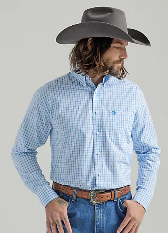 Men’s light plaid shirt for casual wear -Men's Wrangler George Strait Button Down Shirt #112324879