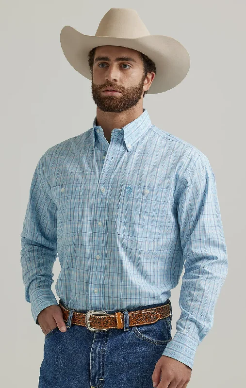 Men’s soft plaid button-up shirt -Men's Wrangler George Strait Button Down Shirt #112324886