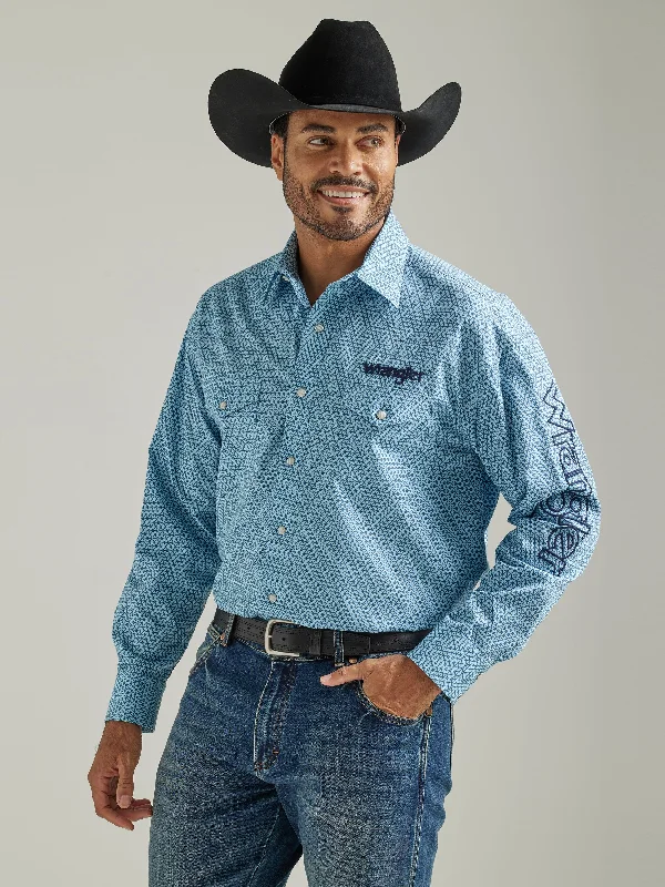 Men’s professional plaid shirt for business -Men's Wrangler Logo Snap Front Shirt #112327778