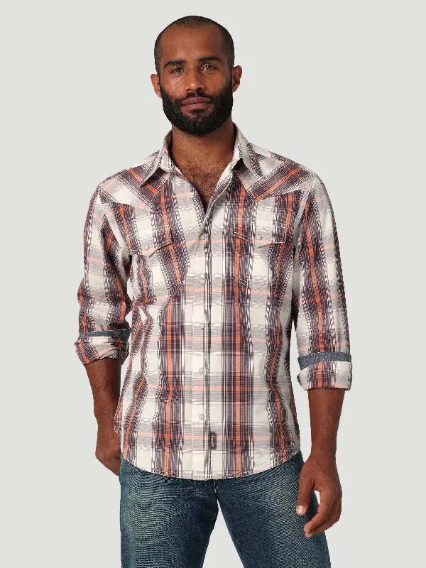 Men’s luxury office plaid shirt -Men's Wrangler Retro Snap Front Shirt #112330788