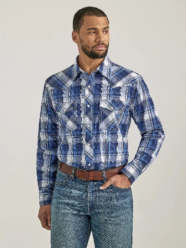 Men’s stylish cotton plaid dress shirt -Men's Wrangler 20X Competition Advanced Comfort Snap Front Shirt #112338019