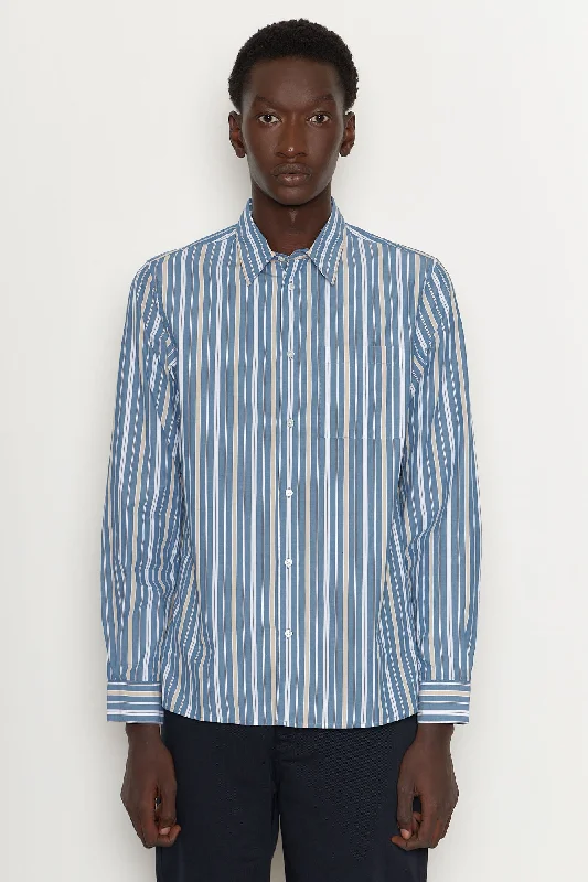 Men’s fitted checkered shirt -Another Shirt 3.0 Blue Gold Stripe