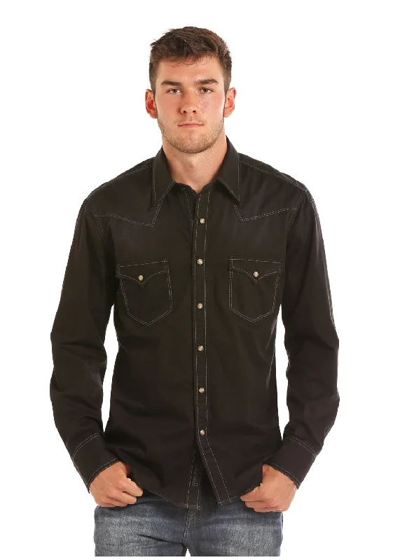 Men’s premium cotton business shirt -Men's Rock & Roll Cowboy Snap Front Shirt #B2S6461