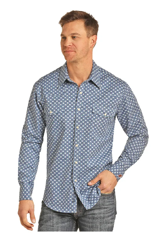 Men’s classic cotton business shirt -Men's Rock & Roll Fire Resistant Snap Front Shirt #B2X2338