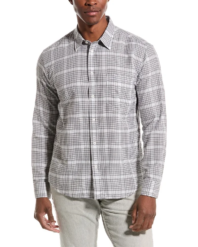 Men’s cotton plaid button-up shirt for meetings -Billy Reid Tuscumbia Shirt