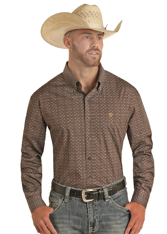 Men’s modern cotton business shirt -Men's Rock & Roll Cowboy Button Down Shirt #BMB2S03369