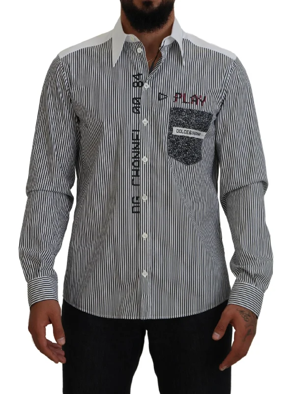 Men’s casual office plaid shirt -Dolce & Gabbana Classic  Striped Button-Down Men's Shirt