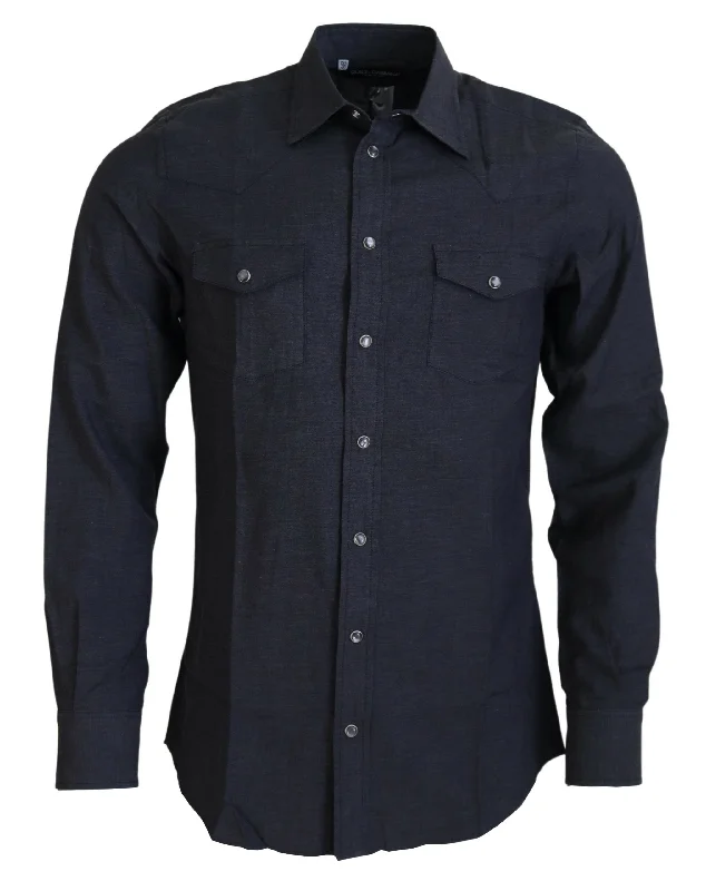 Men’s casual plaid button-up shirt for office -Dolce & Gabbana Elegant  Cotton Colla Men's Shirt