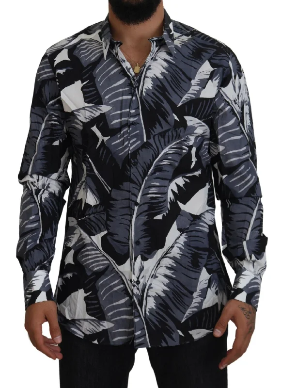 Men’s comfortable office shirt for meetings -Dolce & Gabbana multi Banana Leaf Print Casual Men's Shirt