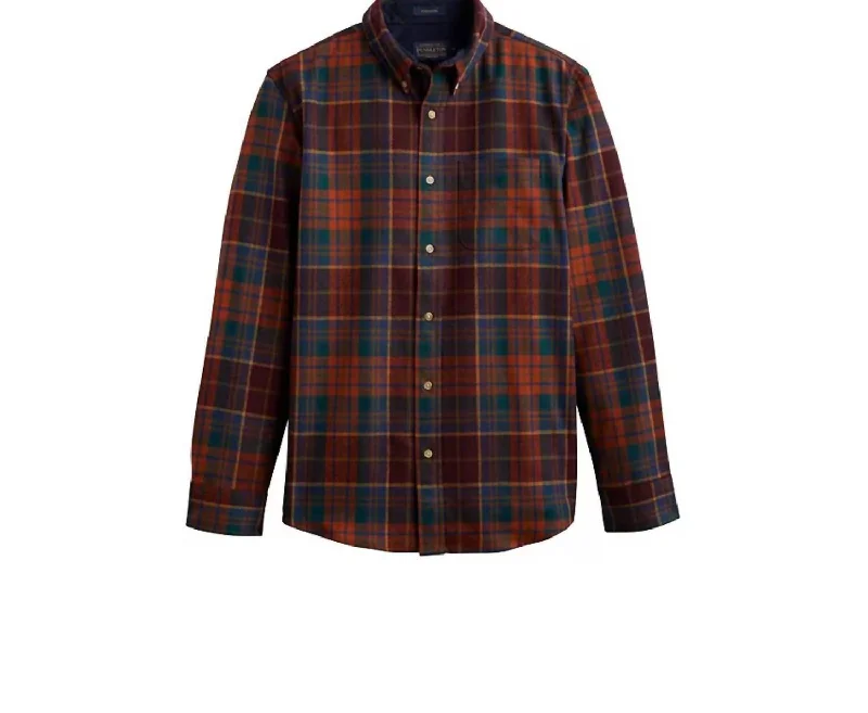 Men’s stylish plaid button-up shirt for work -Fireside Shirt In Maroon Multi Plaid