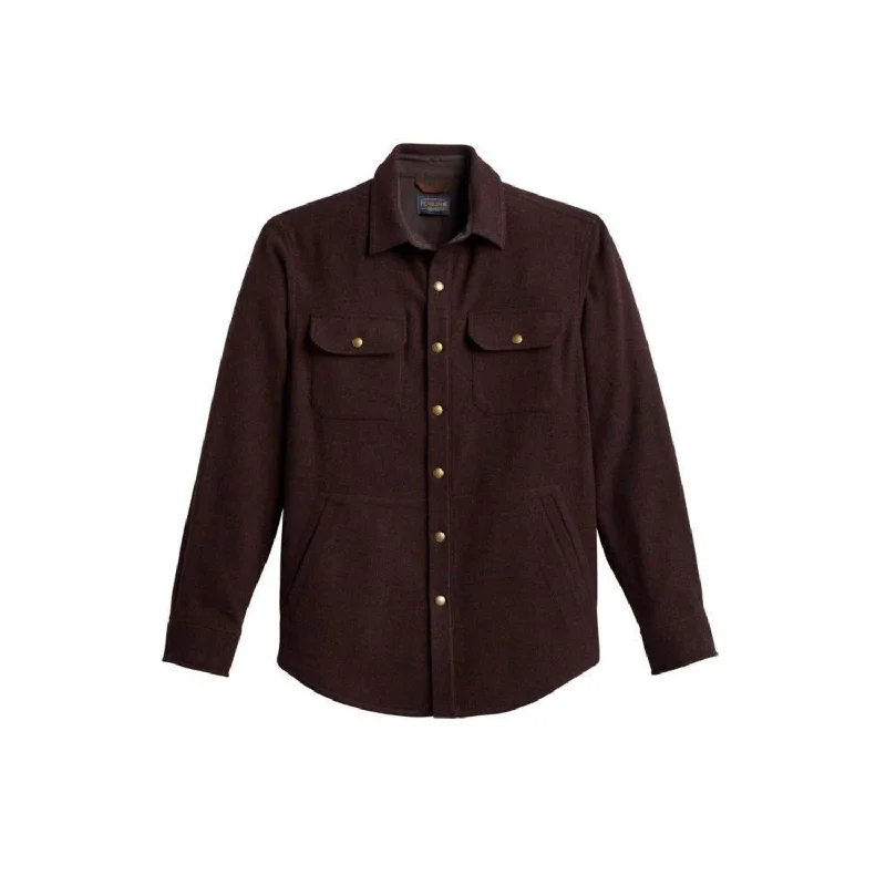 Men’s long sleeve business plaid shirt -Forrest Twill Snap Shirt In Red Mix/ Brown Twill