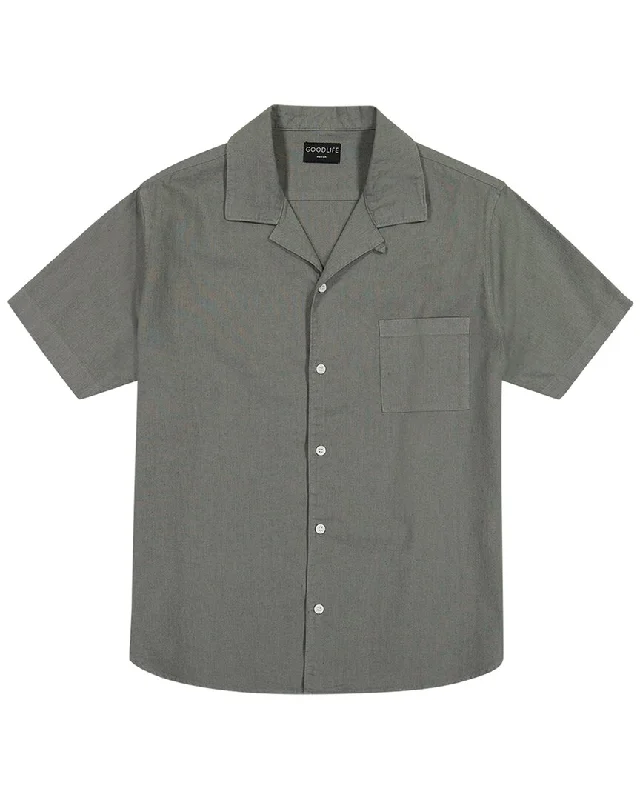 Men’s formal office shirt -Goodlife Clothing Camp Collar Linen-Blend Shirt