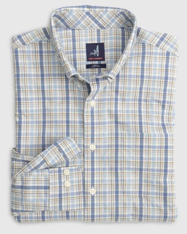 Men’s comfortable business plaid shirt -Hackel Button Down Shirt In Maliblu