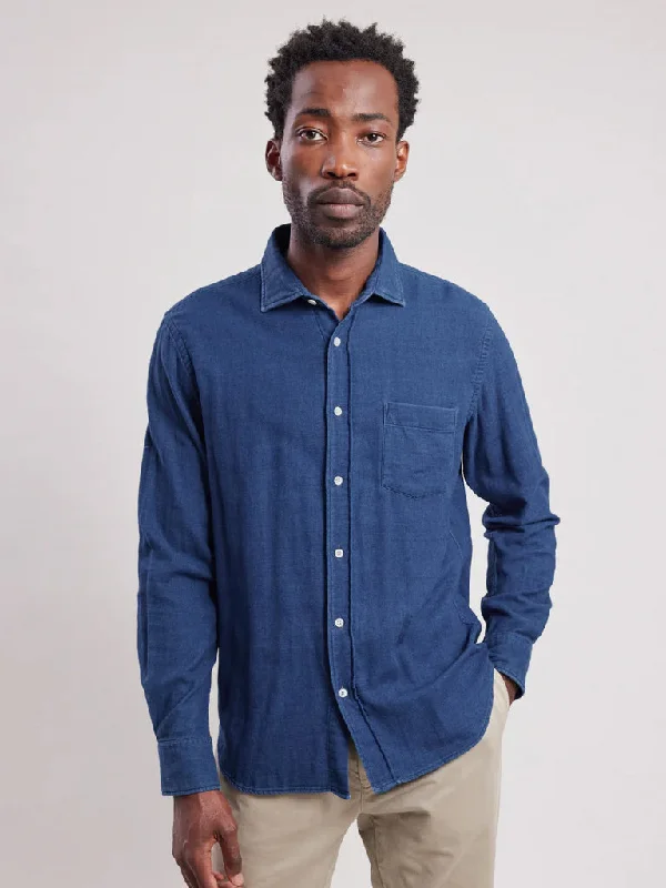 Men’s casual plaid dress shirt -Hartford Paul Double Face Shirt in Indigo