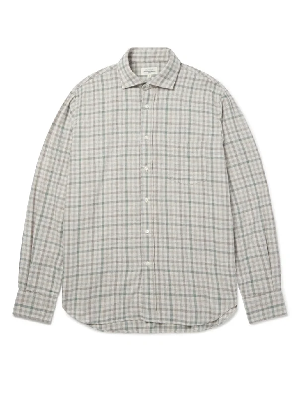 Men’s stylish casual plaid work shirt -Hartford Paul Gingham Shirt in Ecru Jade