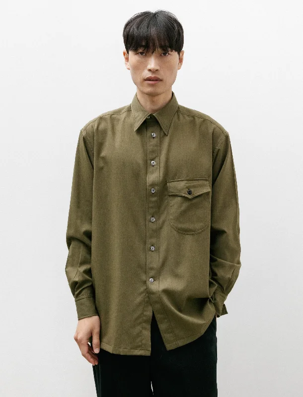 Men’s office-ready button-up shirt -Come Up To The Studio Shirt Khaki Green