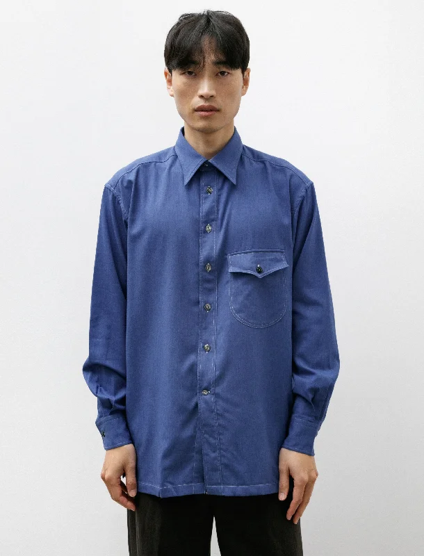 Men’s stylish casual plaid button-up shirt -Come Up To The Studio Shirt Washed Blue