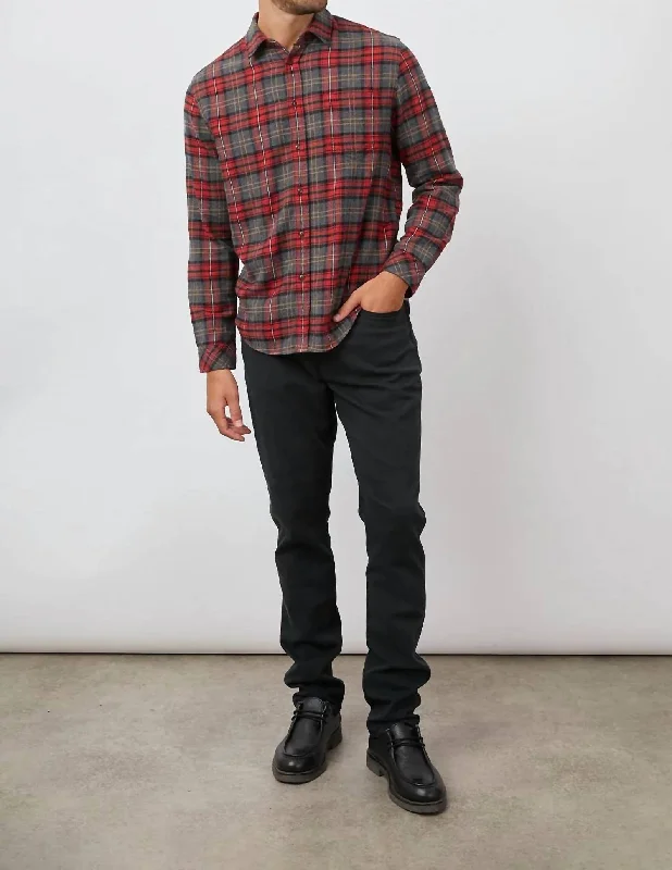 Men’s trendy checkered business shirt -Lennox Shirt In Graham Ember