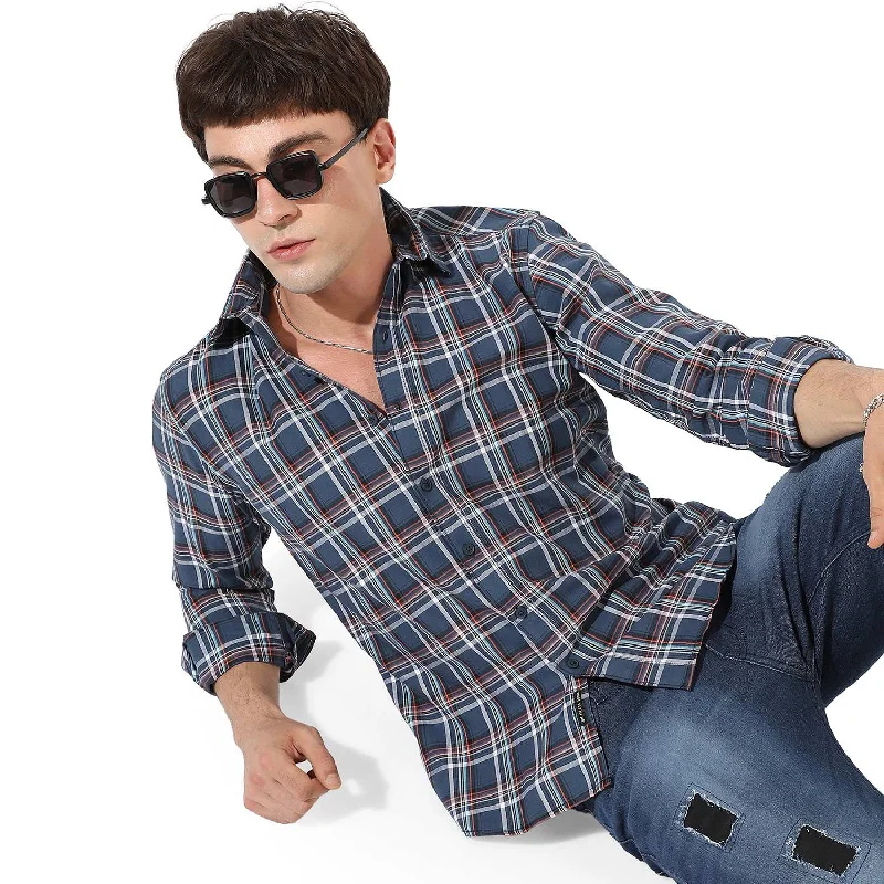 Men’s stylish work plaid shirt -Men's Checkered Casual Shirt