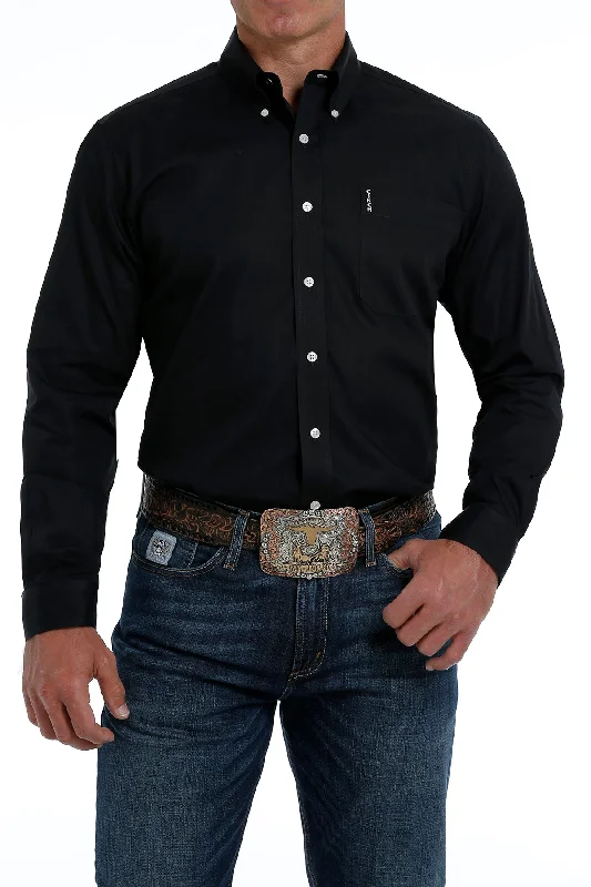 Men’s casual work plaid shirt -Men's Cinch Button Down Shirt #MTW1347019BLK