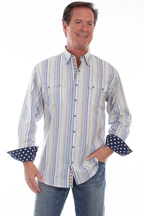 Men’s elegant plaid shirt -Men's Scully Snap Front Shirt #PS-253BLU