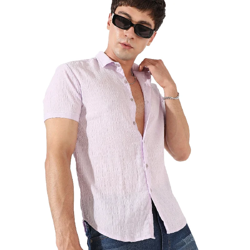 Men’s breathable plaid shirt for business -Men's Textured Casual Shirt