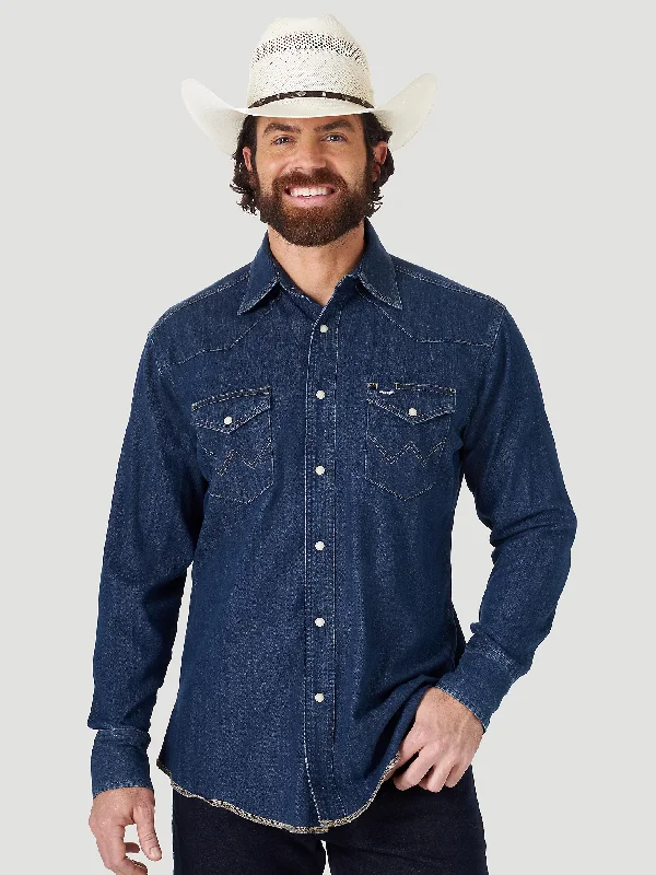 Men’s premium plaid office shirt -Men's Wrangler Cowboy Cut Snap Front Work Shirt #MS1041D