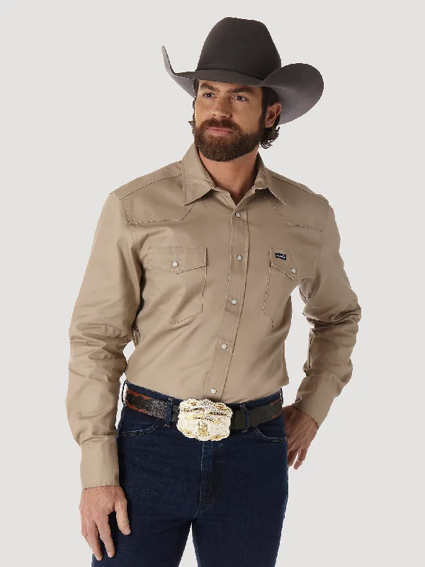 Men’s light cotton work shirt -Men's Wrangler Cowboy Cut Firm Finish Snap Front Work Shirt #MS70319