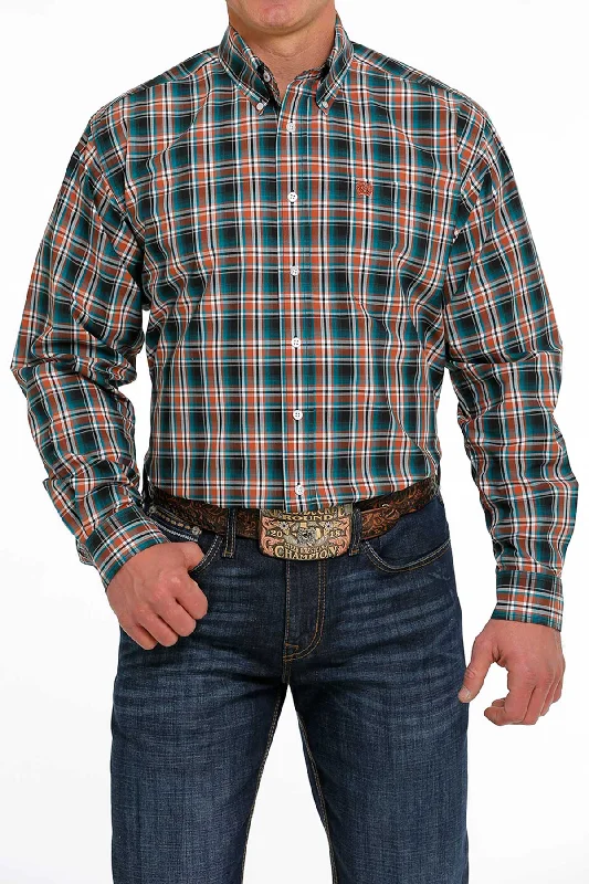 Men’s cotton work plaid shirt -Men's Cinch Plaid Button Down Shirt #MTW1105494