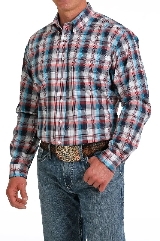 Men’s relaxed plaid dress shirt -Men’s Cinch Button Shirt #MTW1105576