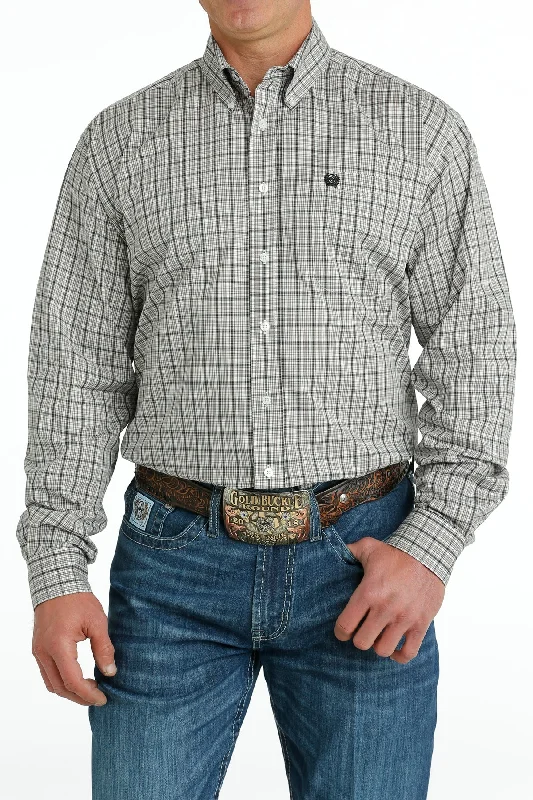 Men’s breathable casual plaid shirt -Men's Cinch Long Sleeve Button Down Shirt #MTW1105674