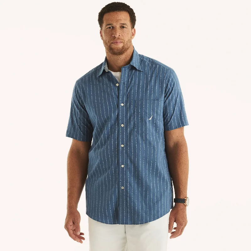 Men’s elegant plaid shirt -Nautica Mens Big & Tall Sustainably Crafted Printed Short-Sleeve Shirt