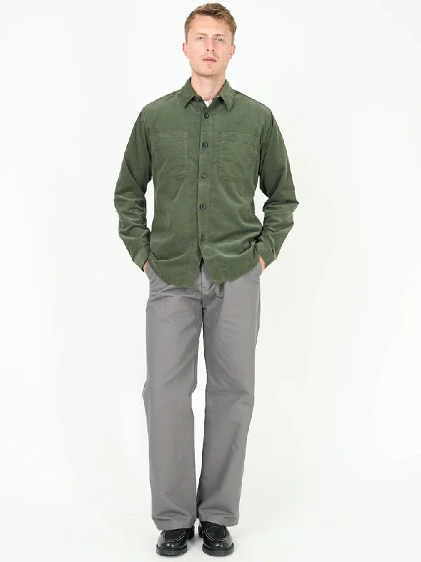 Men’s slim plaid shirt for office -Oliver Spencer Treviscoe Shirt in Mersey Cord Green