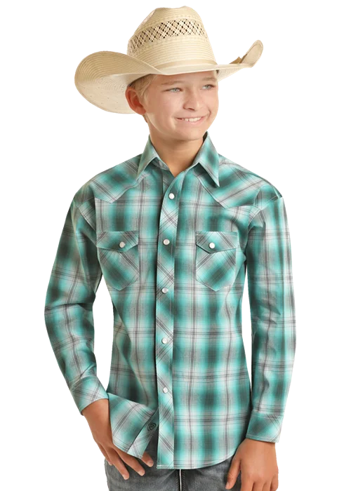 Men’s tailored office plaid shirt -Boy’s Rock & Roll Cowboy Snap Front Shirt #RRBSOSR0R3