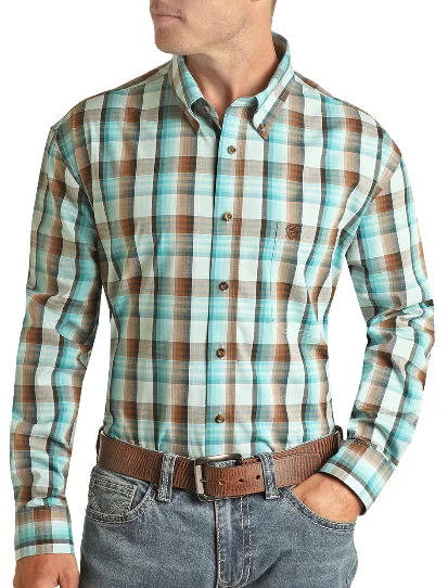 Men’s elegant cotton plaid shirt -Men's Rock & Roll Cowboy Button Down Shirt #RRMSODR0PX