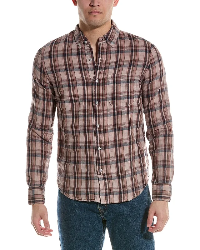 Men’s checkered plaid shirt for meetings -Save Khaki United Madras Linen-Blend Shirt