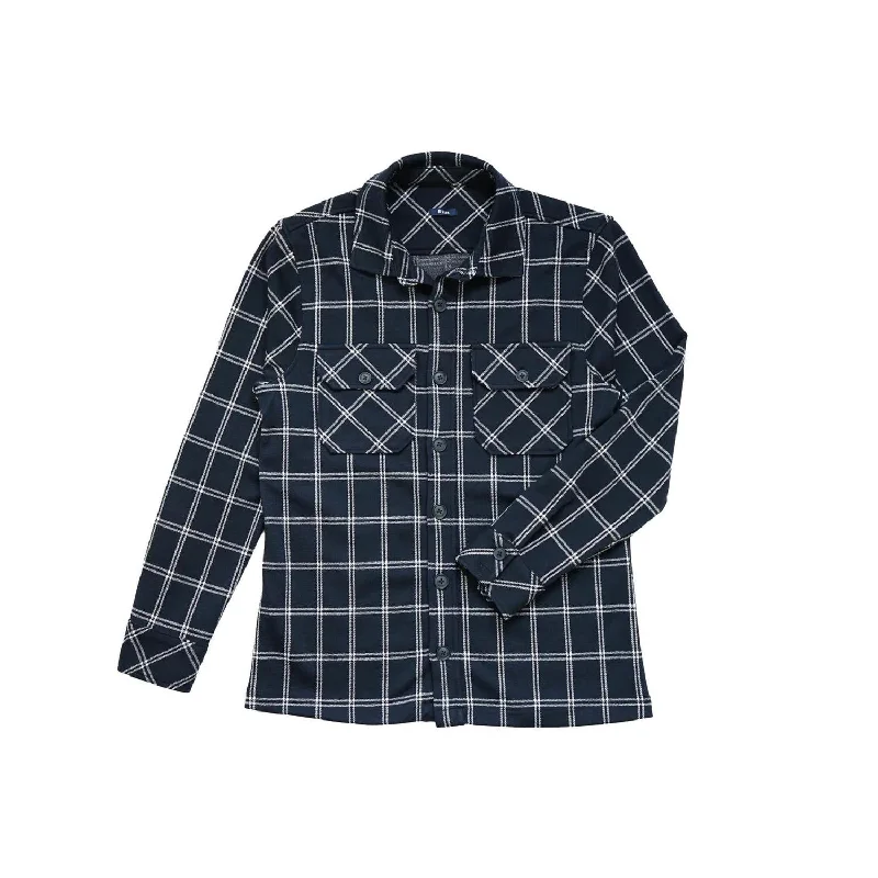 Men’s checkered dress shirt for office -Vienna Button Up Shirt In Navy Plaid